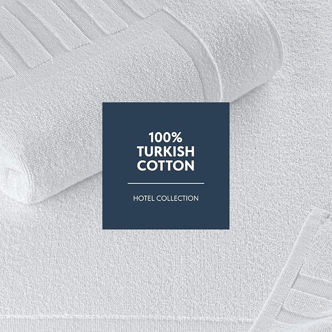 White Classic Luxury Bath Mat Floor Towel Set - Image 4