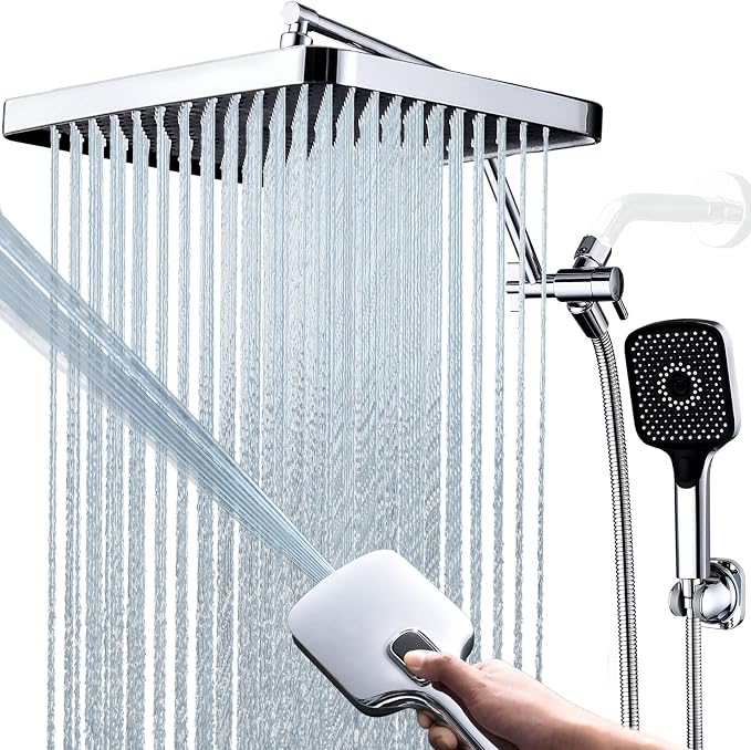 Shower Heads with Handheld Spray Combo, 13 Inches Rain Shower Head with 4 Mode by V-Frankness
