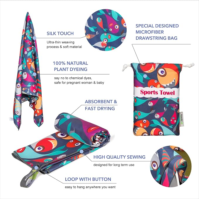 4Monster Microfiber Beach Towel Quick Dry, Super Absorbent Lightweight Travel - Image 3