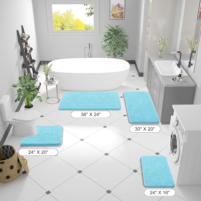OLANLY Bathroom Rugs 47x24, Extra Soft Absorbent Chenille Bath Rugs, Rubber - Image 8
