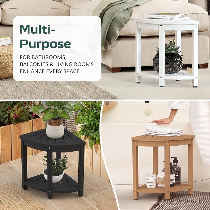 Waterproof Corner Shower Stool for Inside Shower, Poly Lumber Shower Bench Seat - Image 7