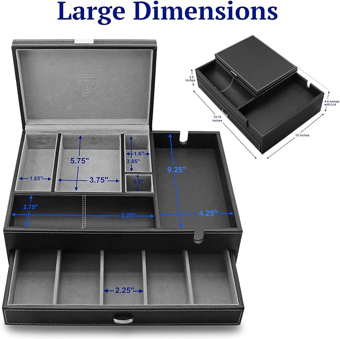HOUNDSBAY Admiral Dresser Valet Box & Mens Jewelry Box Organizer - Image 7