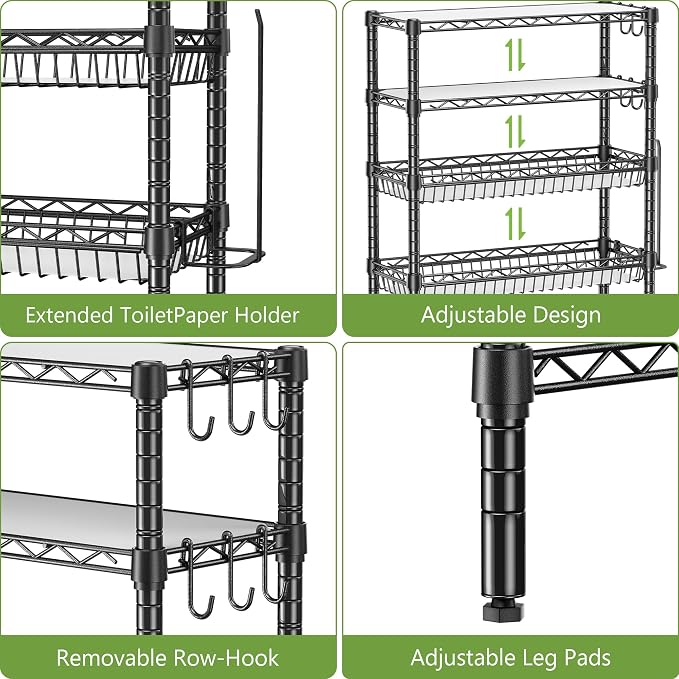 4-Tier Over The Toilet Storage, Bathroom Shelves - Image 5