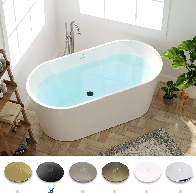FerdY Shangri-La 59" Acrylic Freestanding Bathtub, Gracefully Shaped Soaking - Image 3
