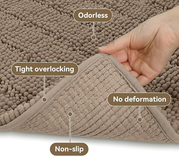 Bcoimo 36"×24" Chenille Bath Mat – Non-Slip - Image 5