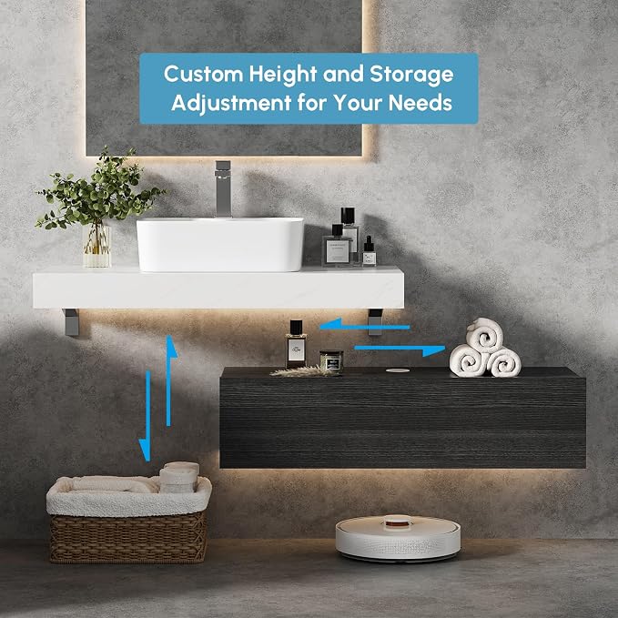 40" Floating Bathroom Vanity, Wall-Mounted Storage Cabinet Single Piece Set - Image 4