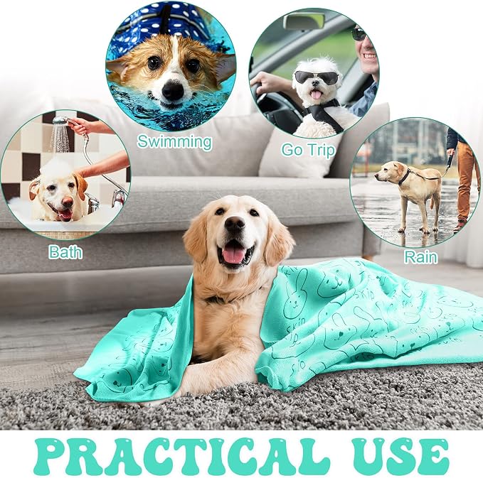 Peryiter 8 Pcs Dog Drying Towels Bulk 55'' x 28'' Pet Grooming Absorbent - Image 7