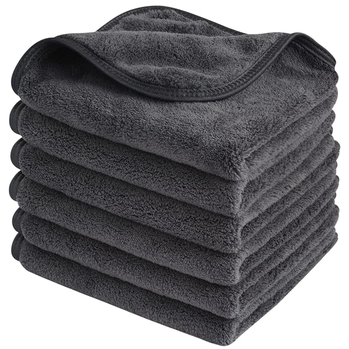 SINLAND Absorbent Coral Velvet Washcloth Ultra Soft Microfiber Face Towels 12 x by SINLAND