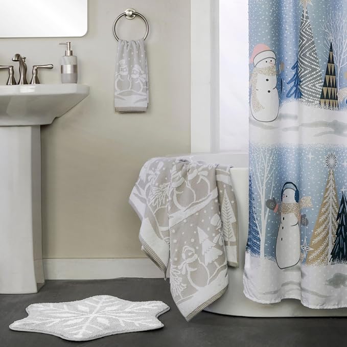 SKL Home Christmas/Winter Scenic Snowmen 100% Cotton Premium Bath Towel - Image 3