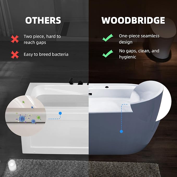 WOODBRIDGE 72" x 35-3/8" Whirlpool and Air Bath Heated Soaking Combination Tub - Image 14
