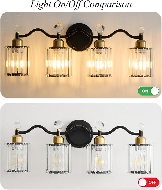 Bathroom Vanity Light, Modern Crystal Bathroom Ligth Fixture, Chrome 5 Light - Image 8