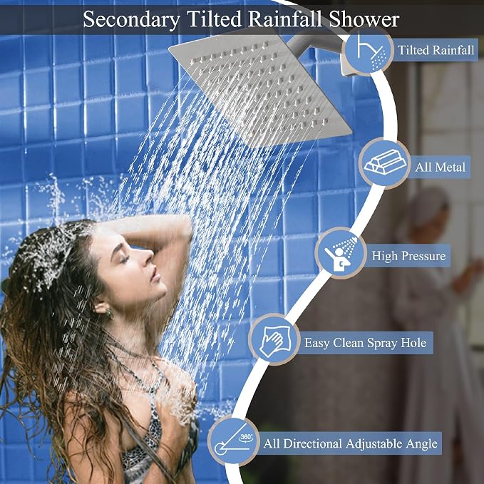 Shower Faucet Set Brushed Nickel Shower System, Knob Switch Diverter Shower - Image 5
