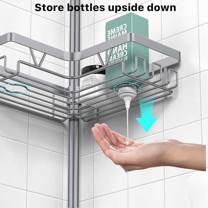 KEGII 4-Tier Corner Shower Caddy Tension Pole - Image 5