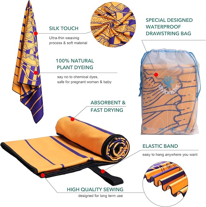 4Monster Microfiber Beach Towel Quick Dry, Super Absorbent Lightweight Travel - Image 4