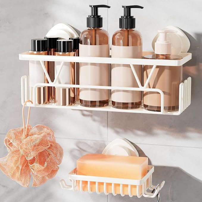 KEGII Suction Cup Shower Caddy, 2 Pack Shower Suction Shelf by KEGII