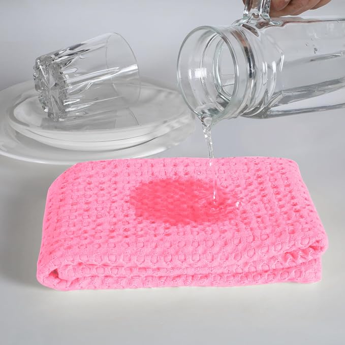 Native Fab 100% Cotton Premium Waffle Kitchen Towels, 4 Pack, Super Absorbent - Image 3