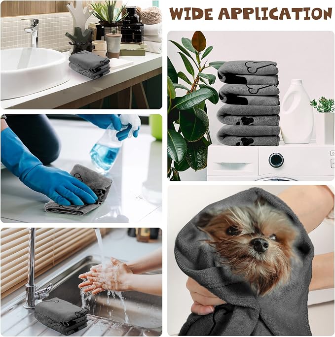 Chumia 4 Pcs Dog Towels for Drying Dog Puppy Bulk Microfiber Absorbent Paw - Image 5