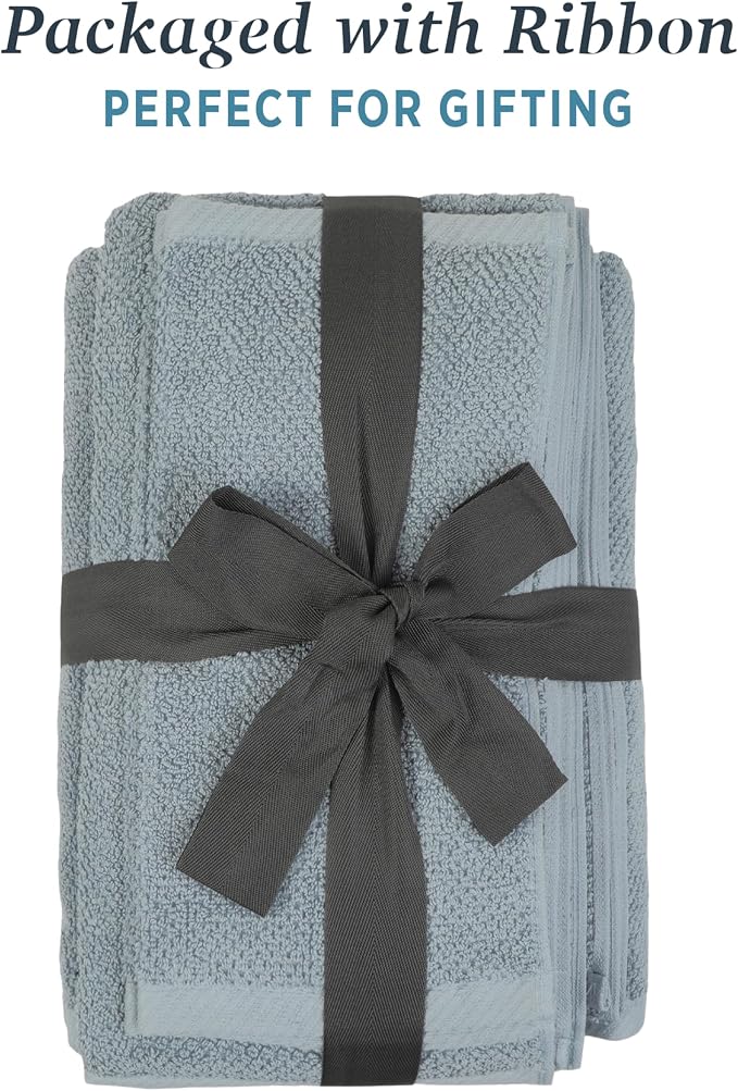 Welhome Franklin Premium 6 Pack Hand Towels Popcorn Textured Dusty Blue - Image 3