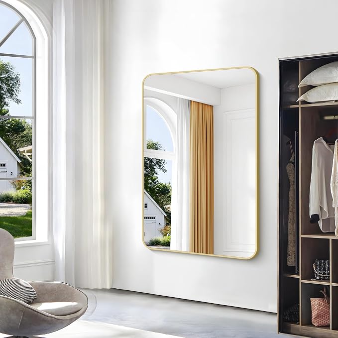 Gold Bathroom Mirror, 55x36 inch Wall Mirror - Image 3