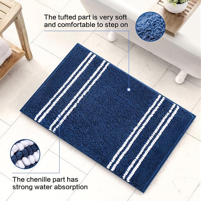 Kmson Bathroom Rugs Mat, Non-Slip Fluffy Thick Water Absorbent Microfiber Mat - Image 3