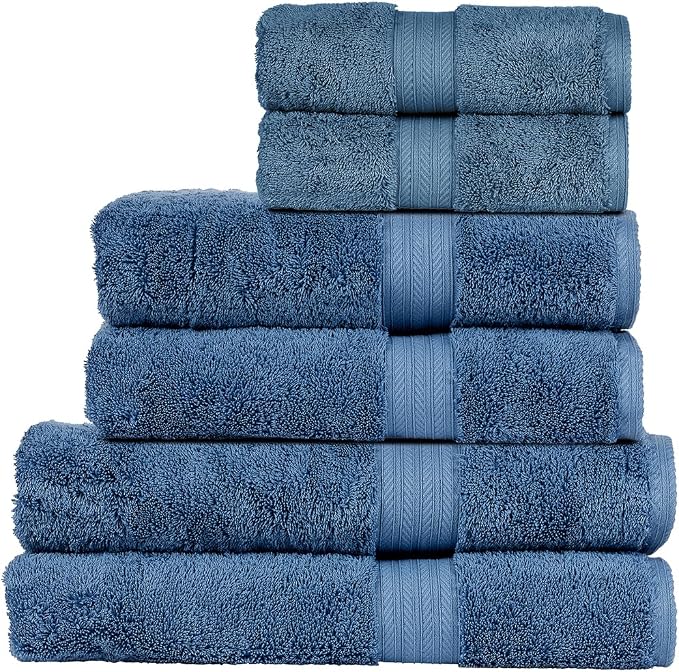Christy Renaissance 6 Piece Blue Towel Set | 100% Egyptian Cotton | Luxury by Christy