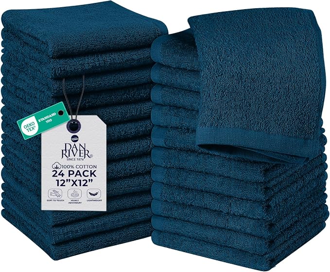 DAN RIVER 24 Pack Wash Cloths for Showering by DanRiver