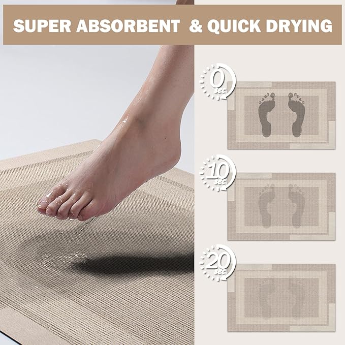 Non Slip Long Bath Mat Bathroom Runner, Rubber Backing Ultra Thin Bathroom Rugs - Image 5