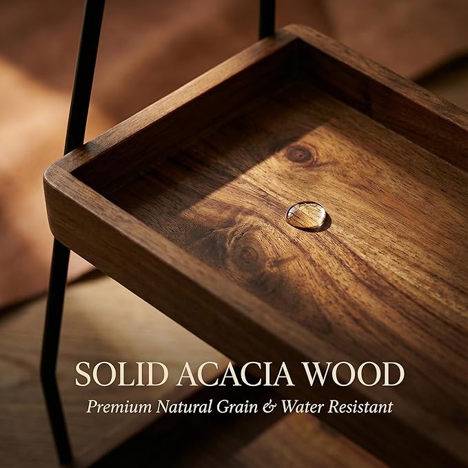 Demigo Acacia Bathroom Organizer Countertop 13.6 x 14 x 6.7 inches, 2-Tier Wood - Image 4