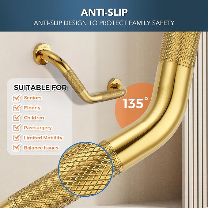 Grab Bars for Bathtubs and Showers- 1-1/4 x 16 Angled Shower Grab Bar for - Image 5