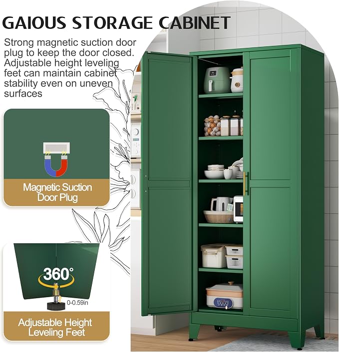75.2" Tall Kitchen Food Pantry, Pantry Cabinet - Image 5