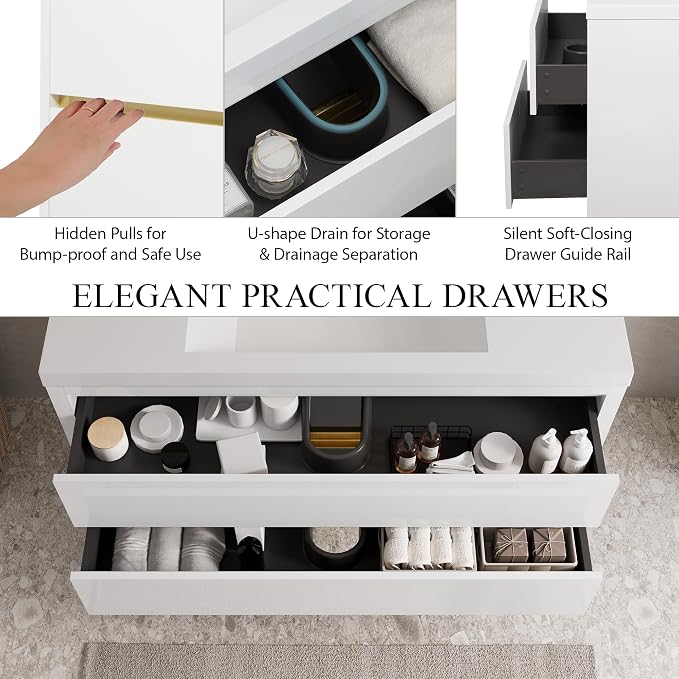 Modern 48" Wall-Mounted Bathroom Vanity - Image 5