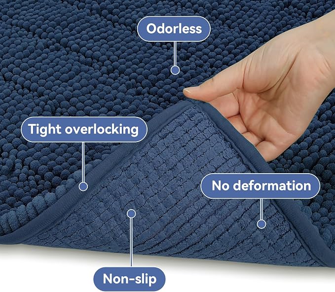 Bcoimo 30"×20" Chenille Bath Mat – Non-Slip - Image 5