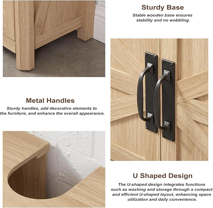 Bathroom Floor Cabinet, Adjustable Shelf, Barn Doors, Farmhouse Bathroom - Image 6