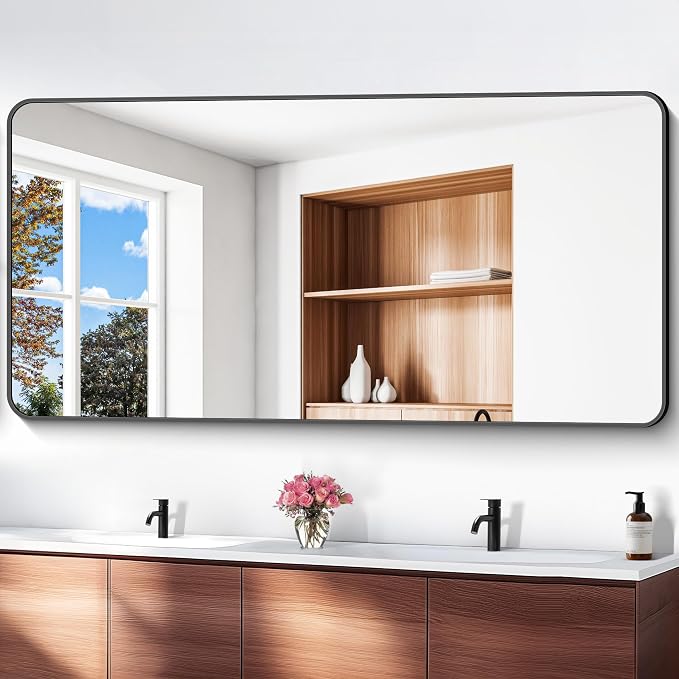 BONEWEI 72x36 inch Large Bathroom Mirror, Wall Mounted Bathroom Frame Vanity - Image 4