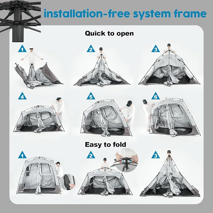 Camping Shower Tent Deluxe Changing Room Easy Set Up Privacy Shelter, Large - Image 7