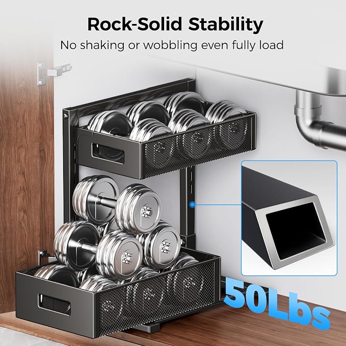 Under Sink Organizer 2 Tier, Adjustable Height Under Sink Organizers and Storage - Image 4