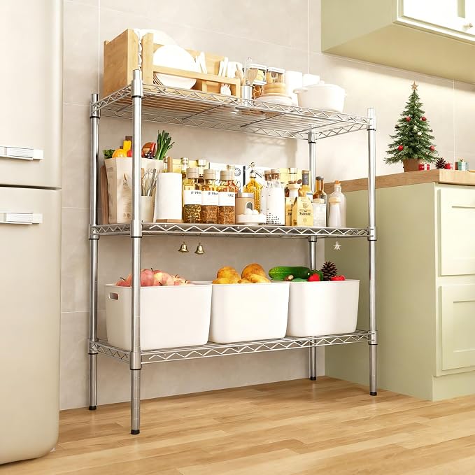 Auslar 3-Shelf Storage Wire Shelves Heavy Duty 3 Tiers Standing Shelving Units - Image 2