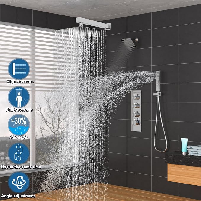Enga Thermostatic Dual Shower System, All Functions Use Together & Volume - Image 2