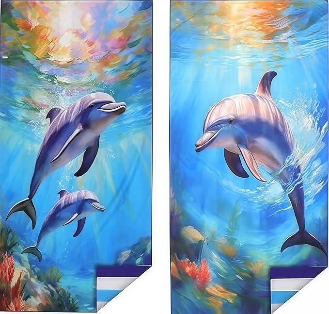 Microfiber Extra Large, Oversized Blue White Striped Beach Towels, by Unknown