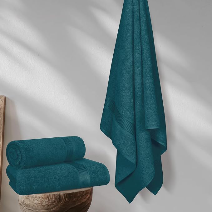 BELZZI Home Ultra Soft 4 Pack Oversized Bath Towel Set 27x54, Cotton Compact - Image 4