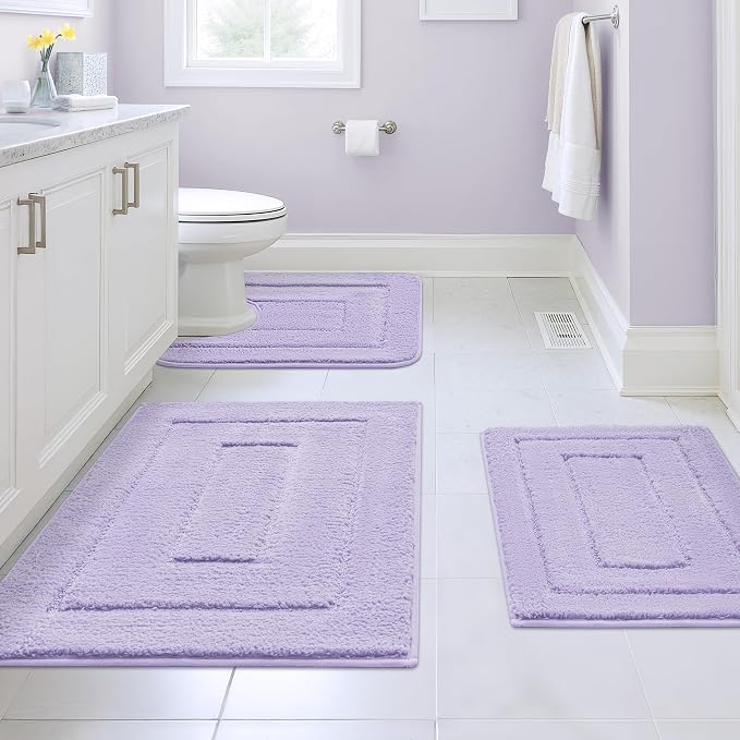 GRANNY SAYS Bathroom Rugs Sets 3 Piece, Soft Absorbent Microfiber Bath Mats by GRANNYSAYS