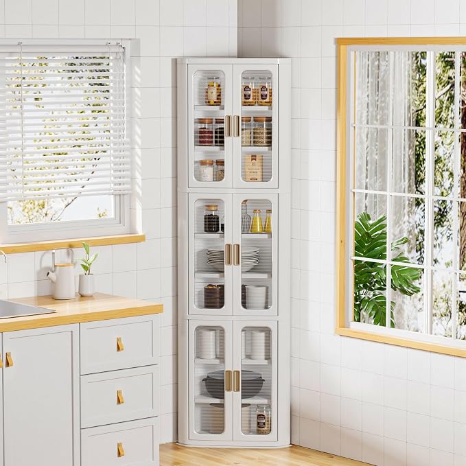 VECELO 3-Tier Tall Corner Cabinet - Image 7