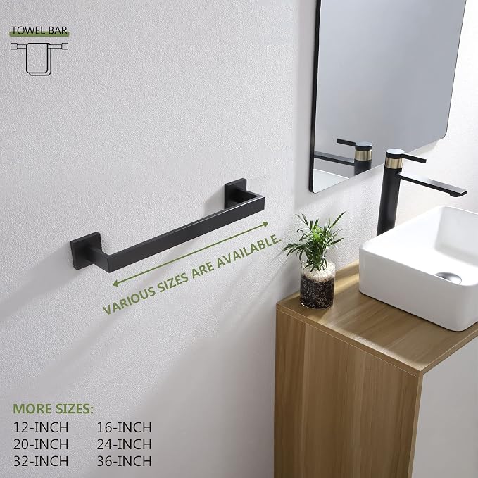 KOKOSIRI 16-Inch Single Towel Bar, Bathroom Kitchen Towel Holder, Wall Mounted - Image 6
