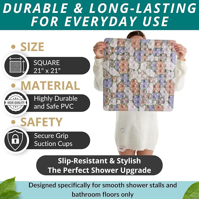 ENKOSI Square Shower Mat 21x21 inch - Image 3