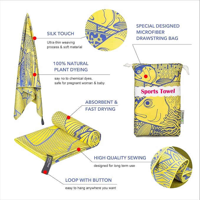 4Monster Microfiber Beach Towel Quick Dry, Super Absorbent Lightweight Travel - Image 3