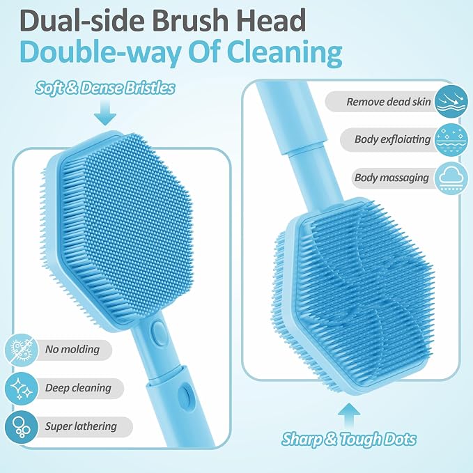 Silicone Back Scrubber for Shower, 3-Length Back Brush Bath Brush - Image 4