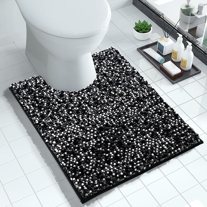 Yimobra Luxury Chenille U-Shaped Toilet Rug, Super Soft Shaggy Contour Bath Mat by Yimobra