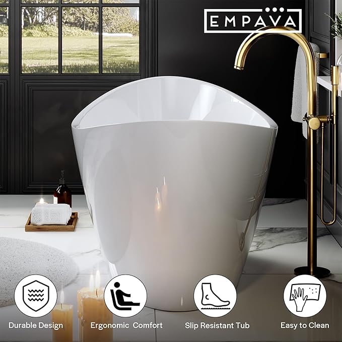 Empava Freestanding Bathtub, Acrylic Soaking Tub - Image 2