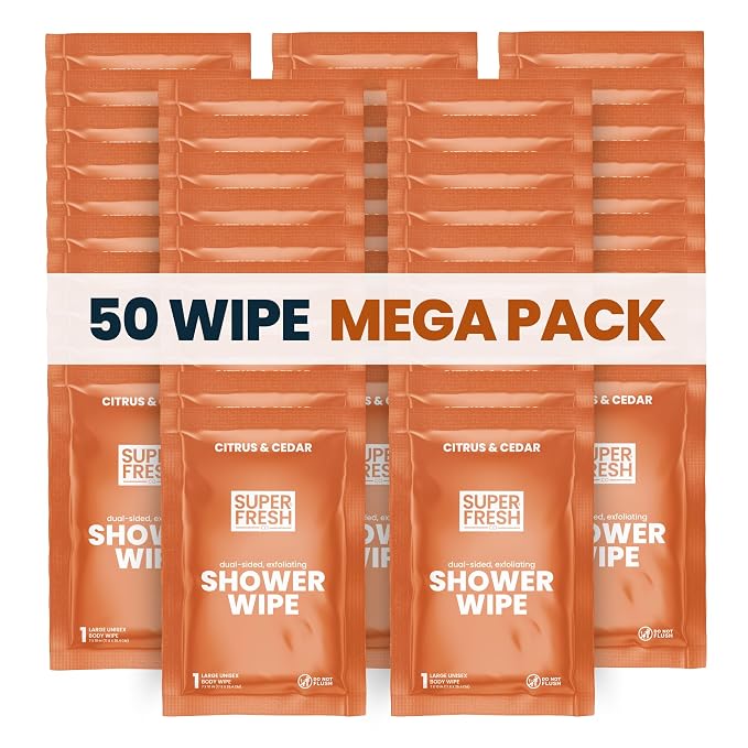 Super Fresh Shower Wipes Large Citrus Body Wipes by SuperFreshCo