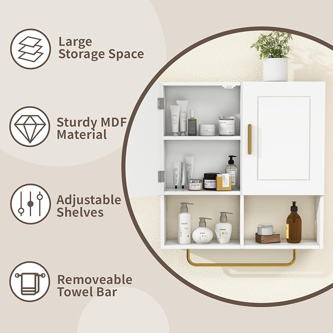 Wall Mounted Bathroom Storage Cabinet Medicine Cabinet - Image 6